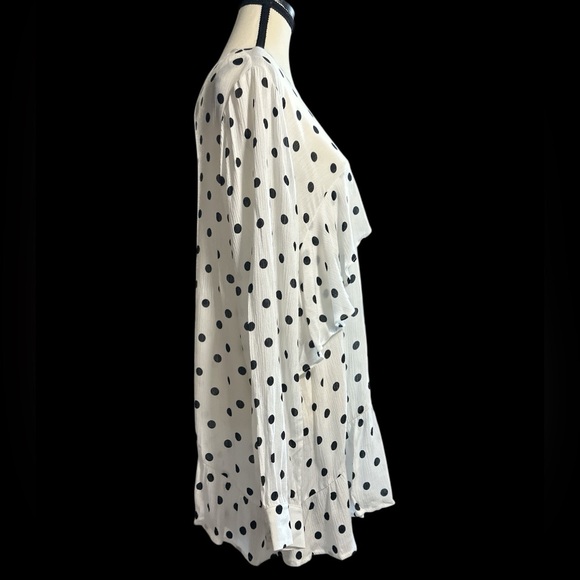 Pleione Black and White Polka Dot Ruffle Blouse - Picture 3 of 6